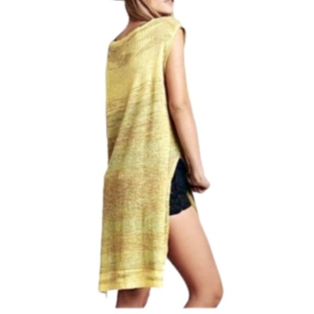 Free People Lemon Comb Striped Sleeveless Tunic M - Picture 2 of 4